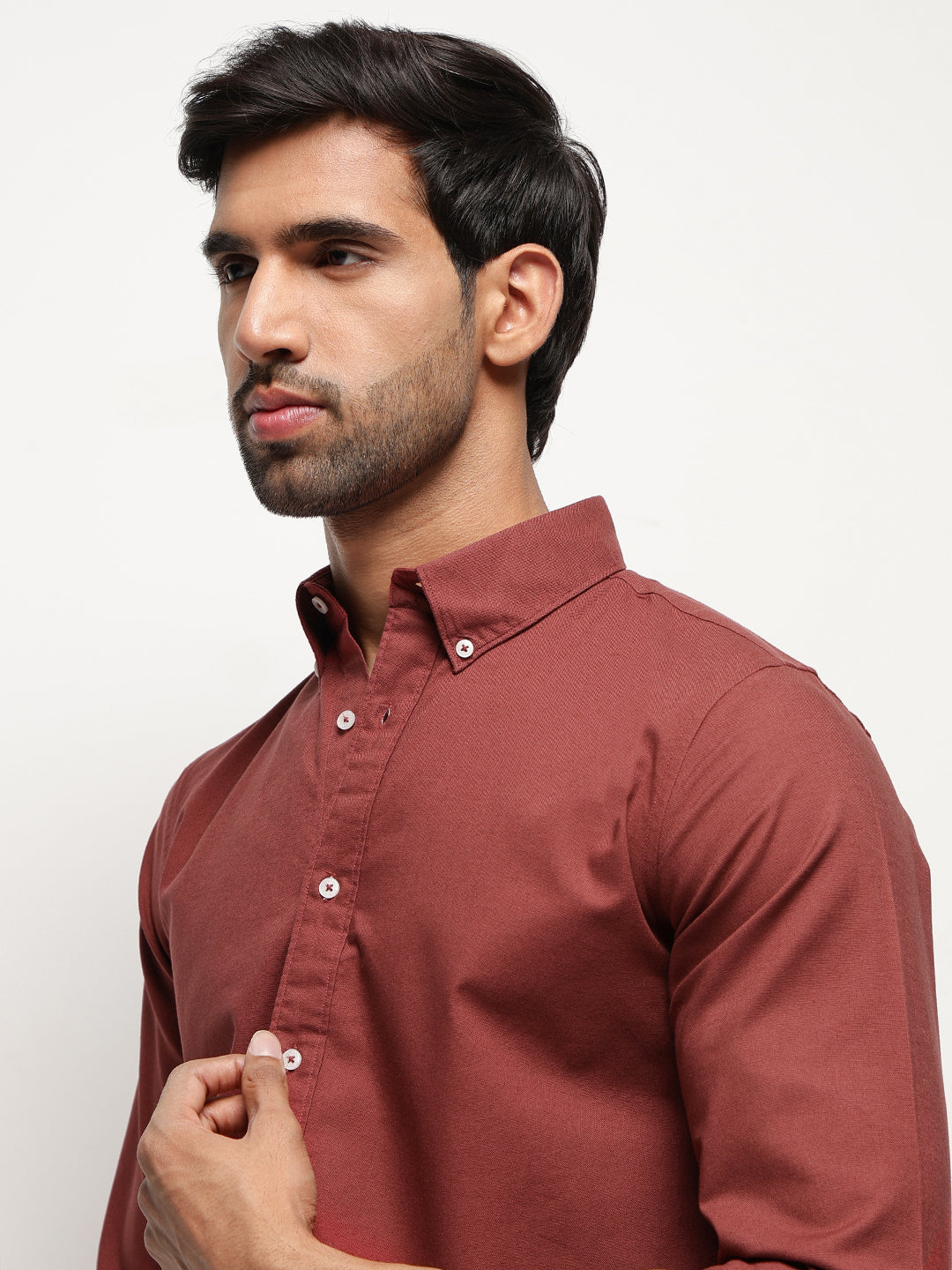 OxfordFlex™ Shirt in Red Wood -Slim Fit