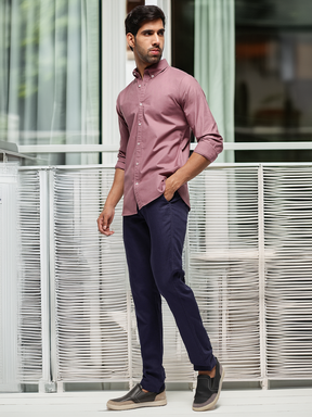 2 Way Stretch Oxford Shirt in Roseberry-Slim Fit