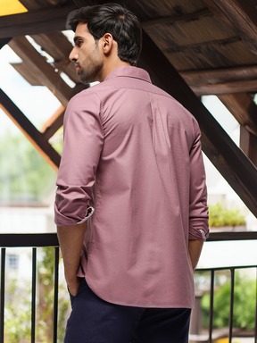 2 Way Stretch Oxford Shirt in Roseberry-Slim Fit