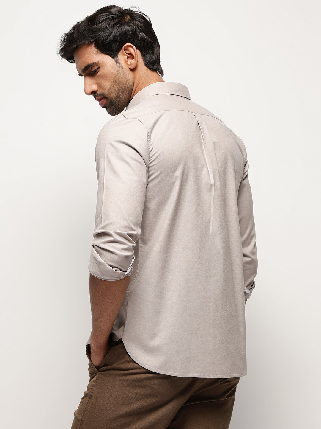 OxfordFlex™ Shirt in Sand Stone -Slim Fit