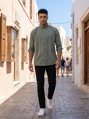 OxfordFlex™ Shirt in Seawood -Slim Fit