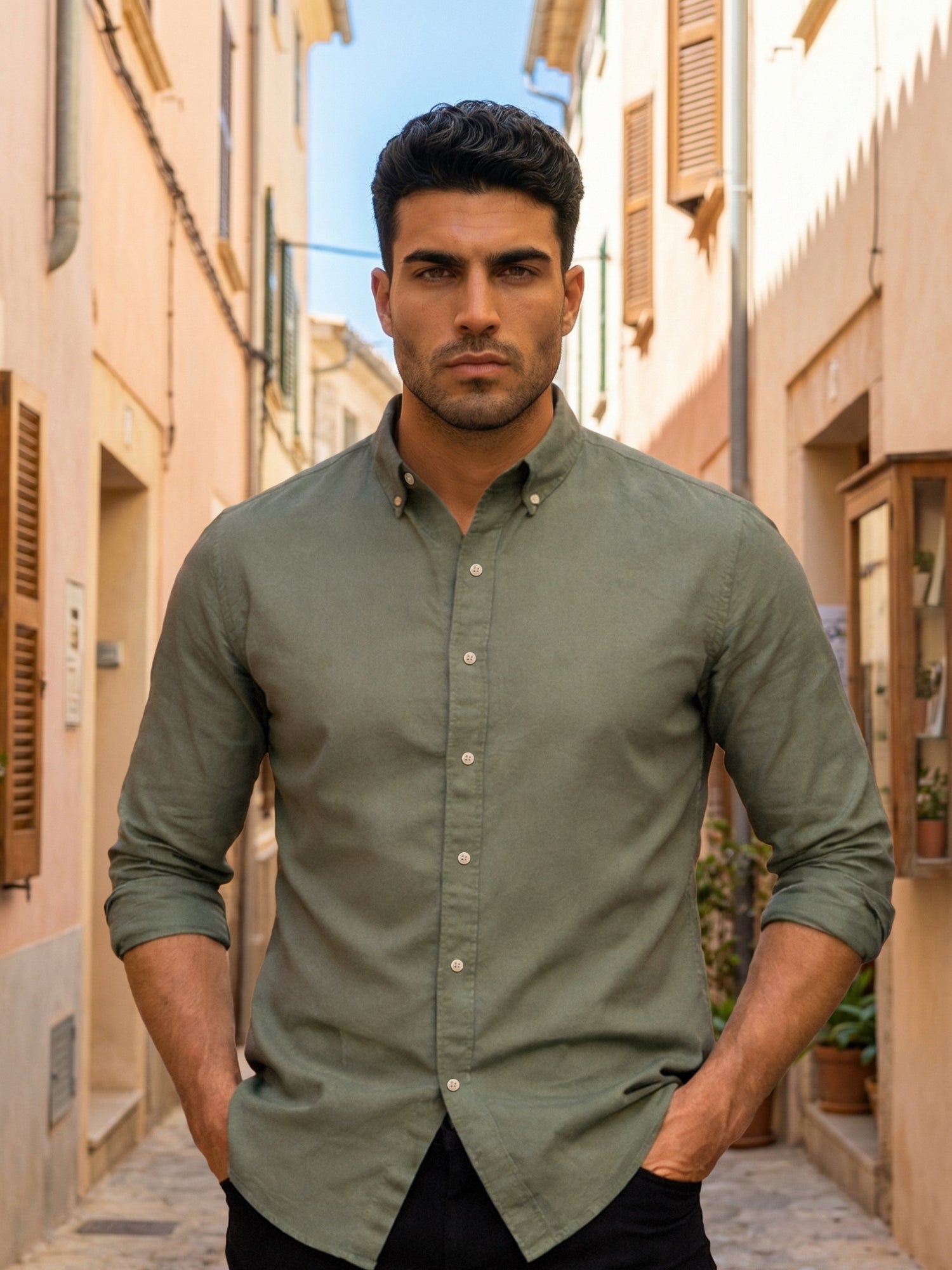 OxfordFlex™ Shirt in Seawood -Slim Fit