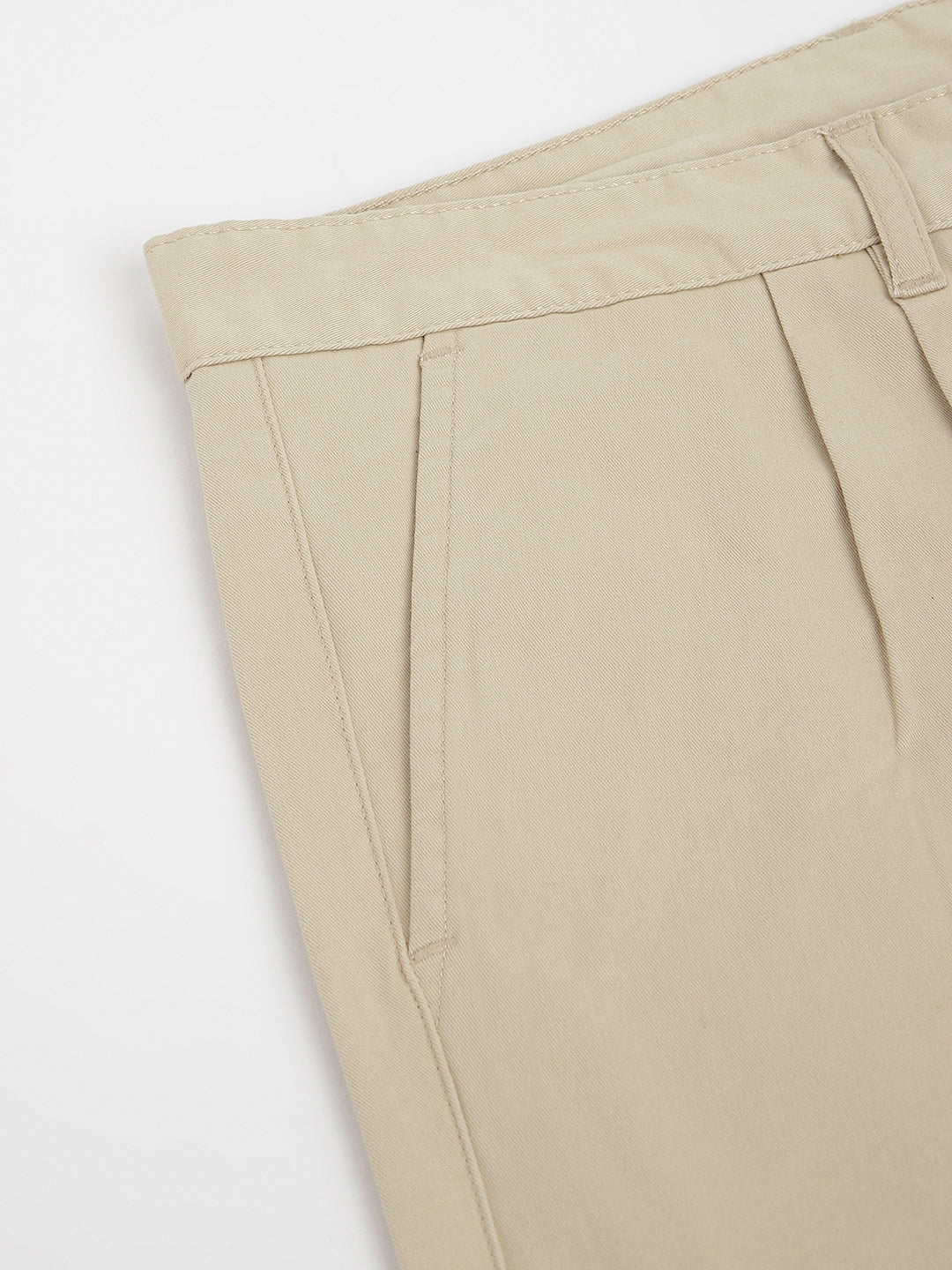 2 Way Stretch Pleated Chinos in Beige- Comfort Fit