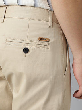 2 Way Stretch Pleated Chinos in Beige- Comfort Fit