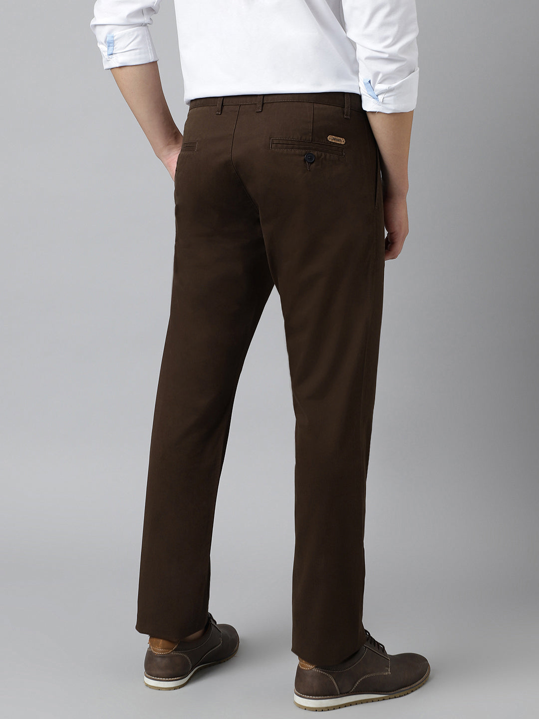 2 Way Stretch Pleated Chinos in Chocolate Brown- Comfort Fit
