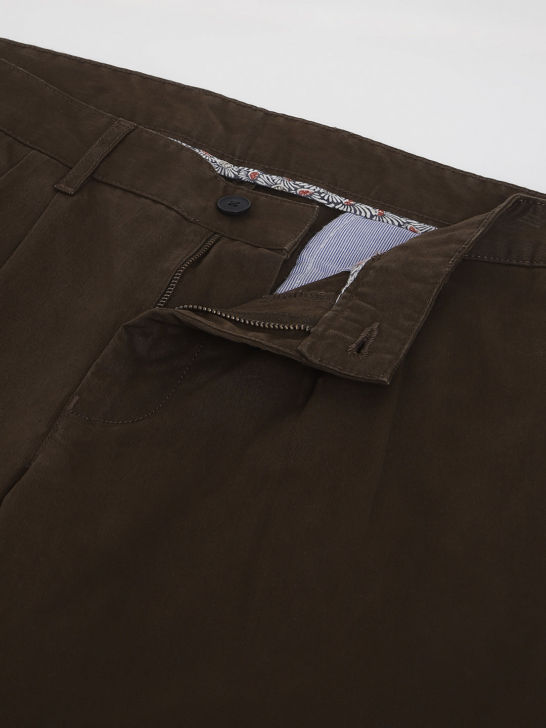 2 Way Stretch Pleated Chinos in Chocolate Brown- Comfort Fit