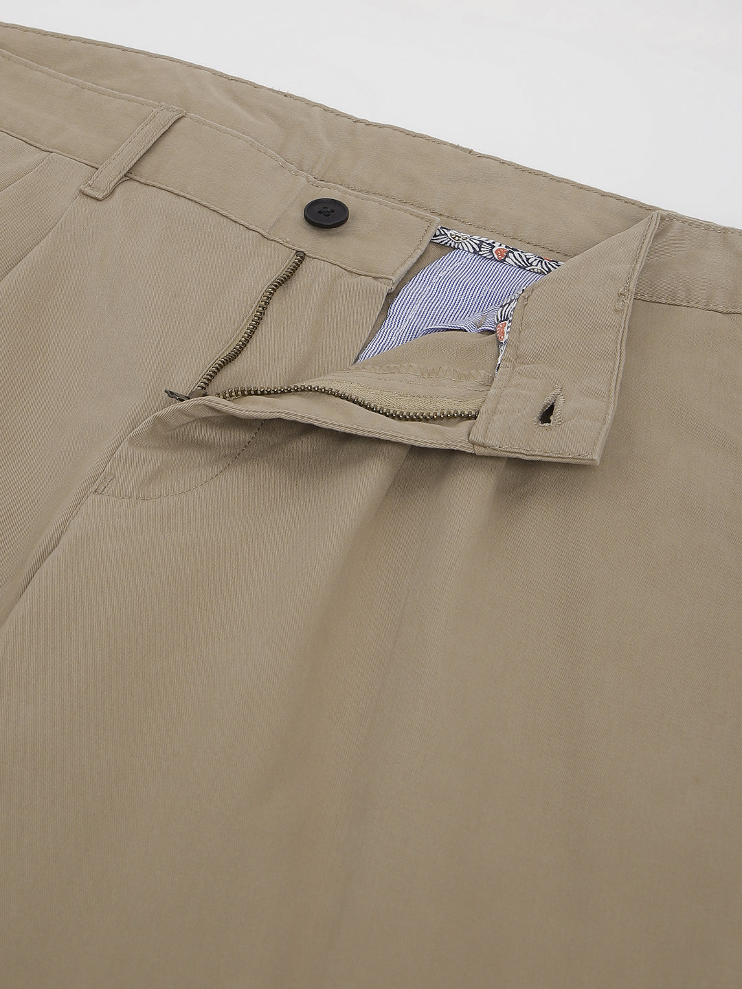 2 Way Stretch Pleated Chinos in Khaki- Comfort Fit