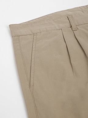 2 Way Stretch Pleated Chinos in Khaki- Comfort Fit