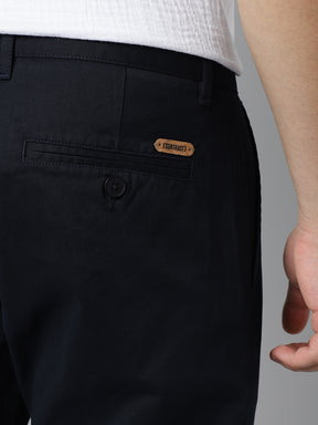 2 Way Stretch Pleated Chinos in Navy Blue- Comfort Fit