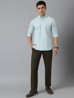 2 Way Stretch Pleated Chinos in Olive- Comfort Fit