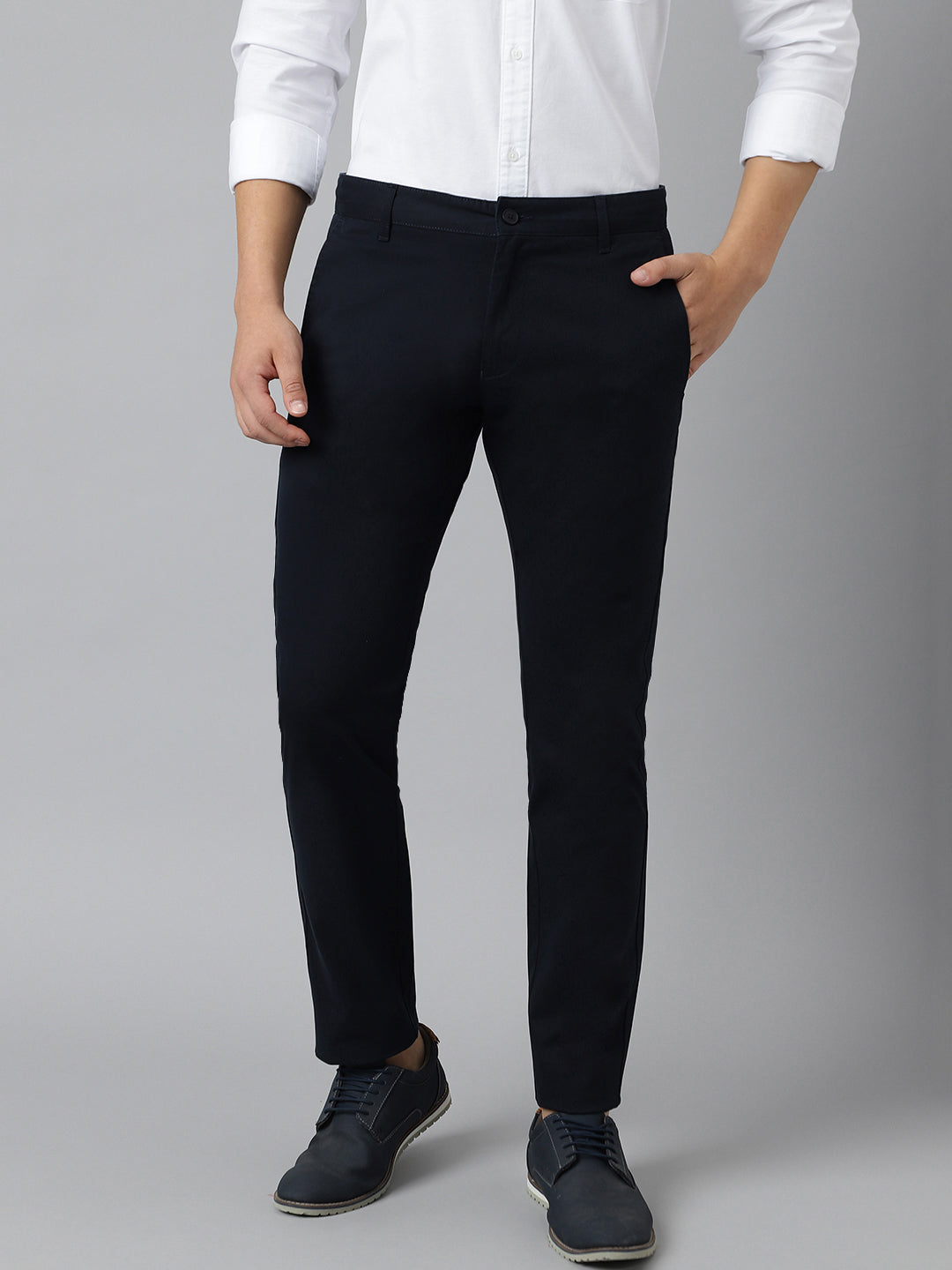 2 Way Stretch Chinos in Navy Blue- Slim Fit