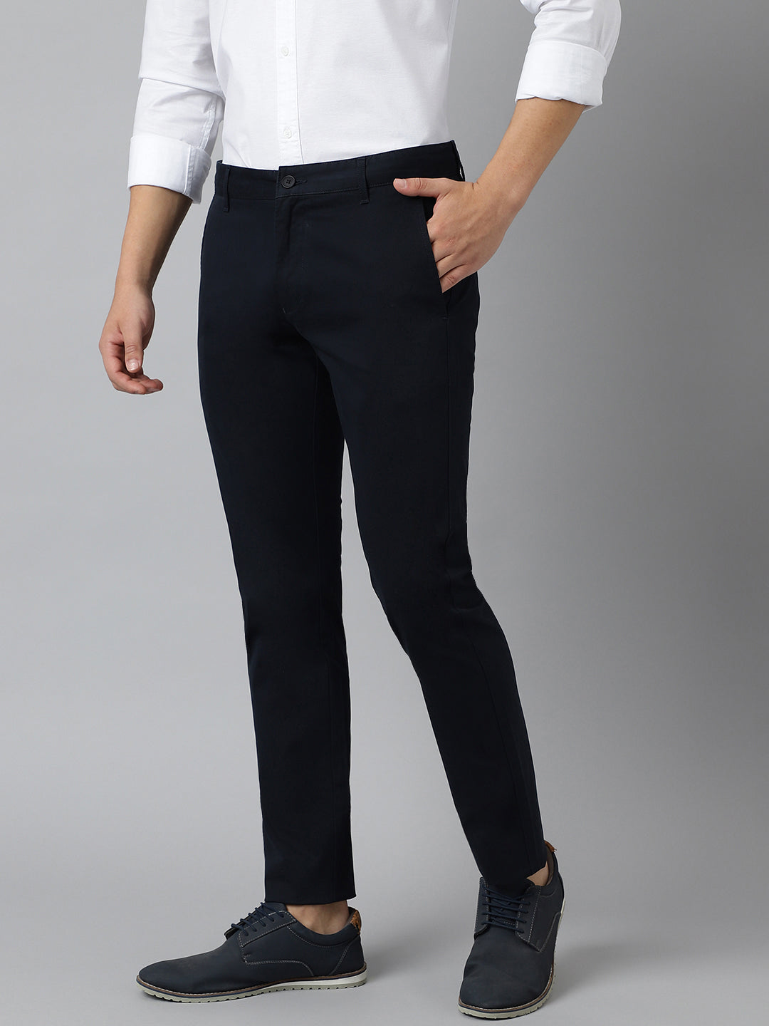 2 Way Stretch Chinos in Navy Blue- Slim Fit