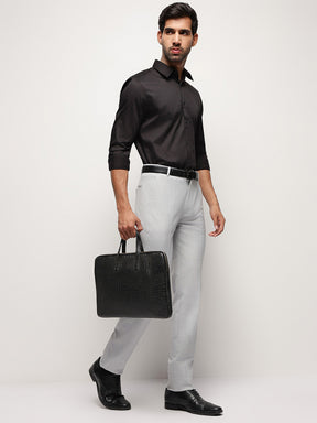 2 Way Stretch Satin Shirt in Black
