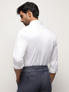 2 Way Stretch Satin Shirt in White