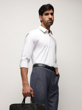 2 Way Stretch Satin Shirt in White