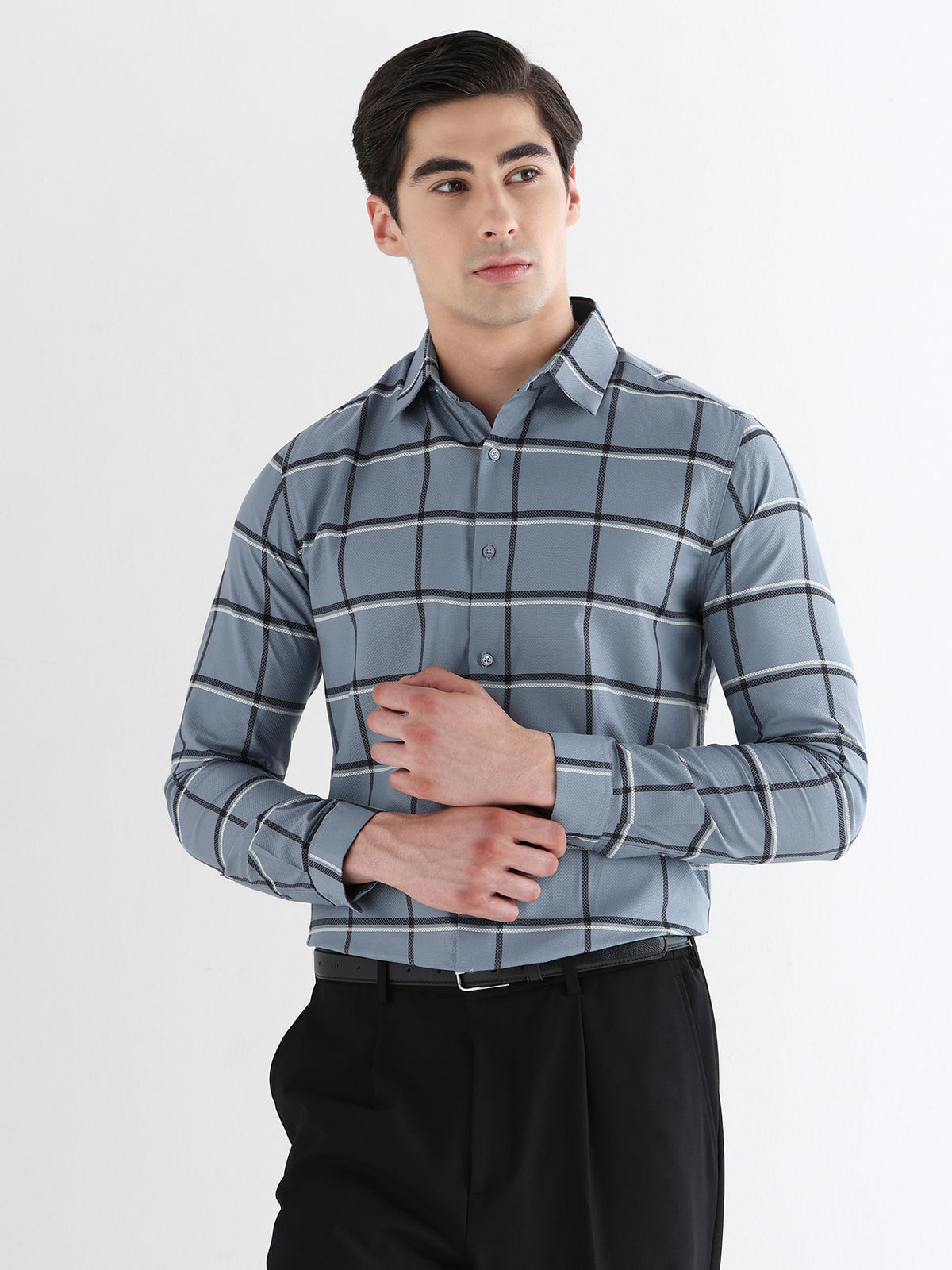 Men Slim Fit Pure Cotton Checked Formal Shirt
