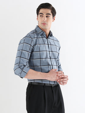 Men Slim Fit Pure Cotton Checked Formal Shirt