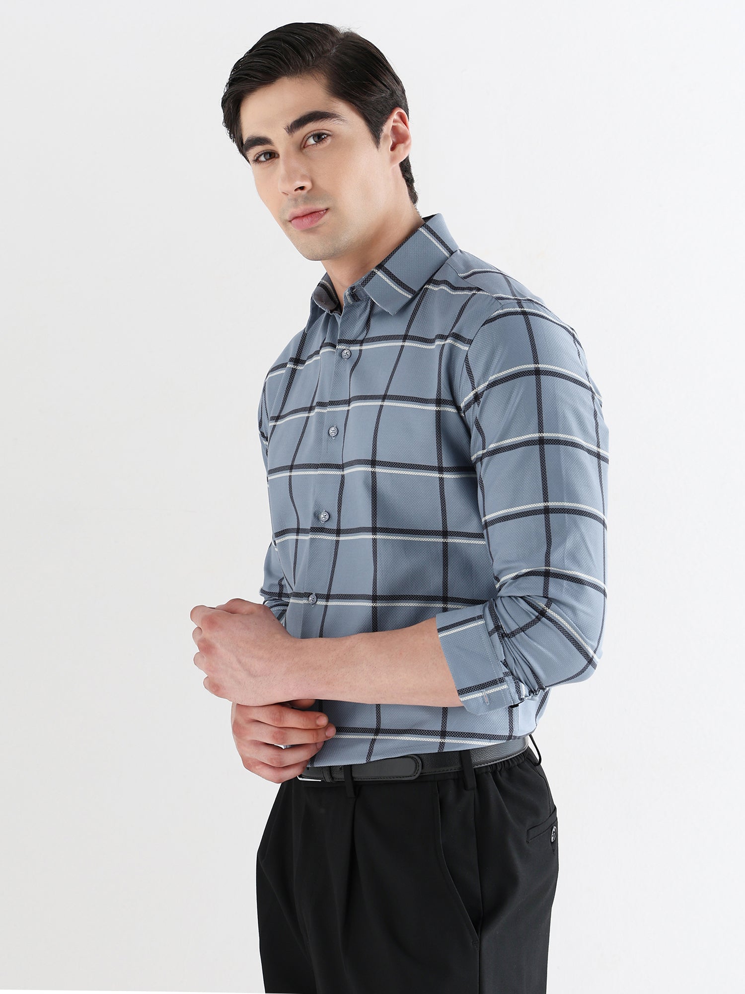 Men Slim Fit Pure Cotton Checked Formal Shirt