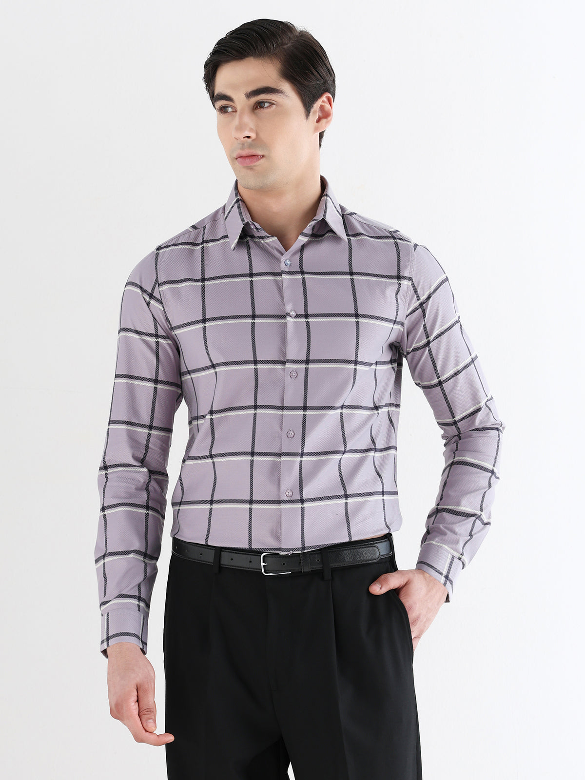 Men Slim Fit Pure Cotton Checked Formal Shirt