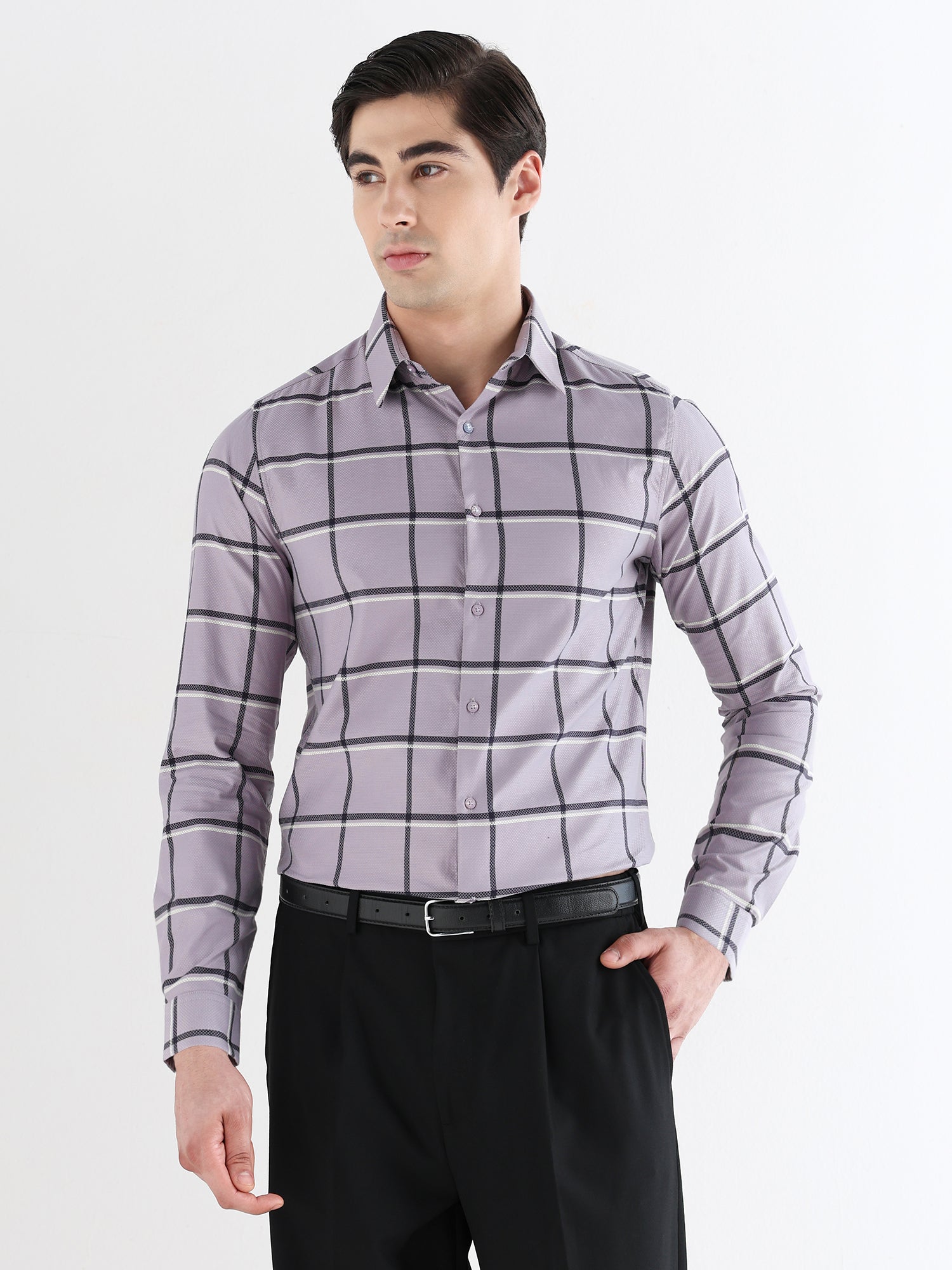 Men Slim Fit Pure Cotton Checked Formal Shirt