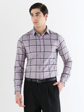 Men Slim Fit Pure Cotton Checked Formal Shirt