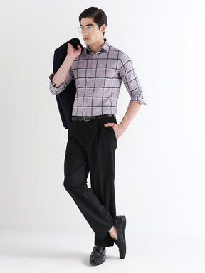 Men Slim Fit Pure Cotton Checked Formal Shirt