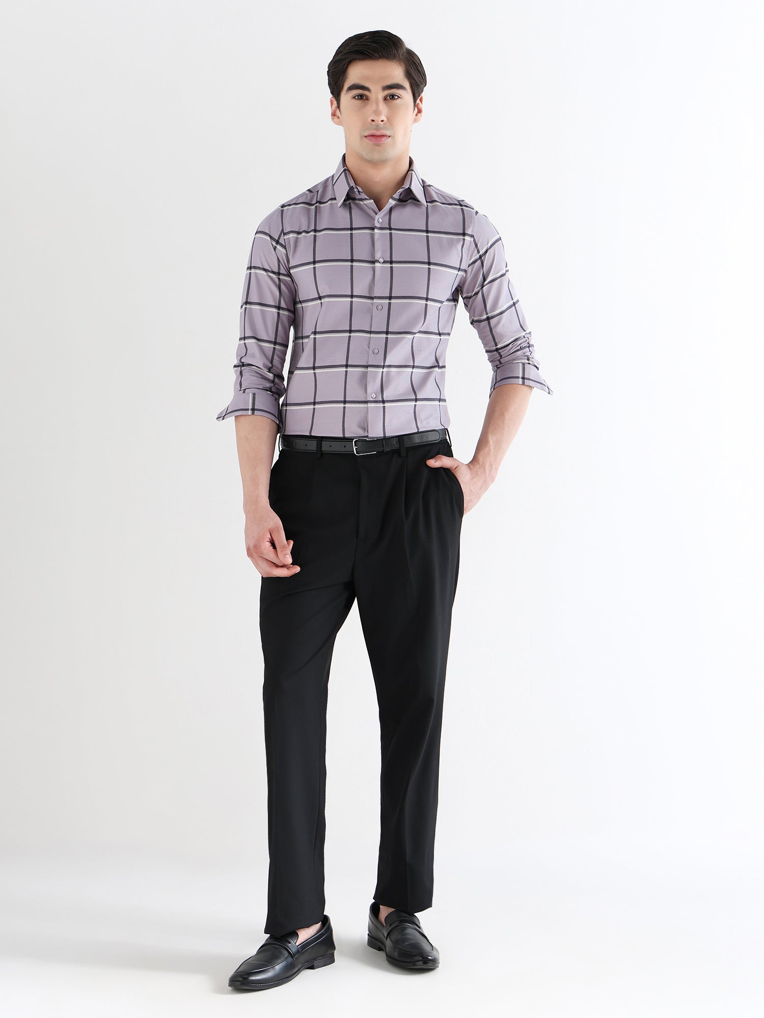 Men Slim Fit Pure Cotton Checked Formal Shirt