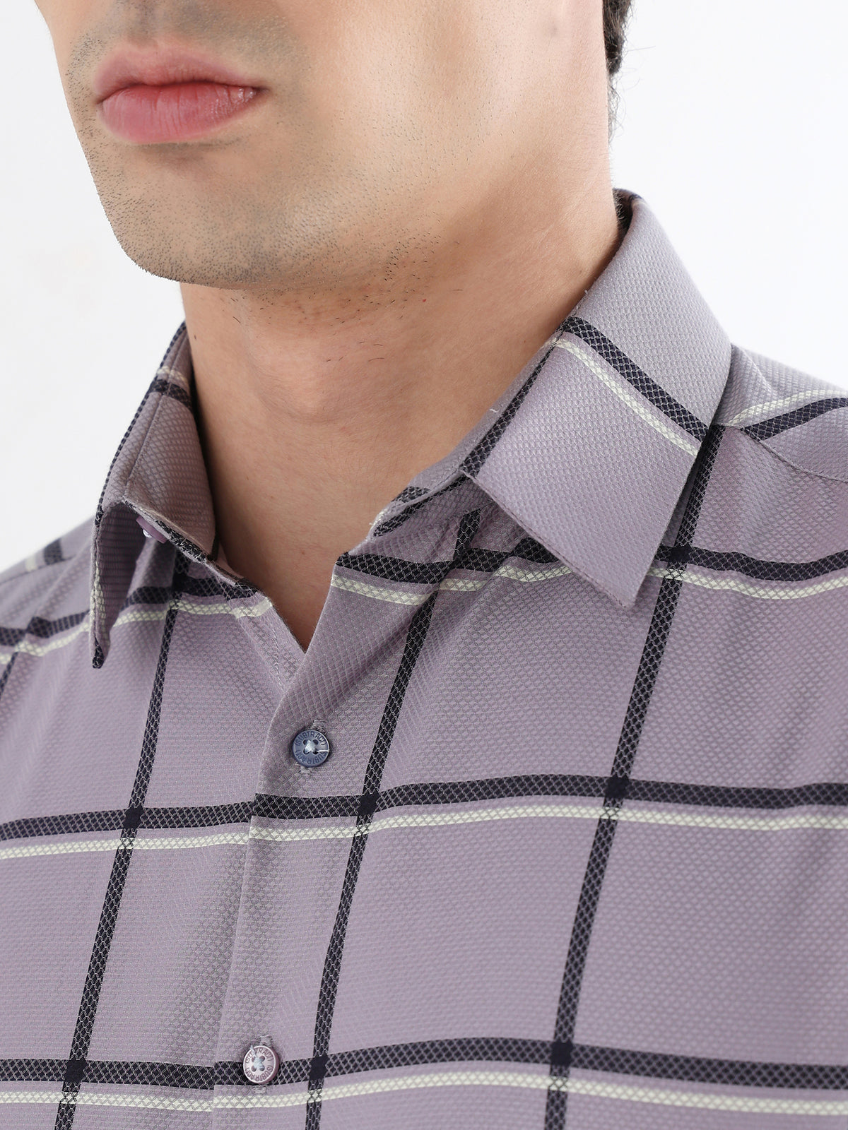 Window Check Formal Shirt In Lavender-Slim Fit