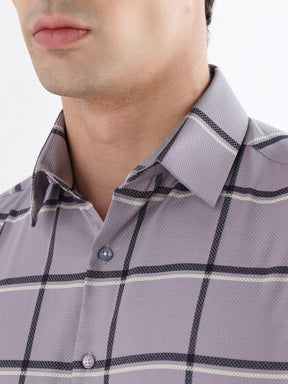 Men Slim Fit Pure Cotton Checked Formal Shirt