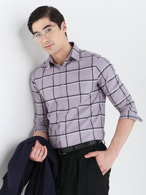Men Slim Fit Pure Cotton Checked Formal Shirt