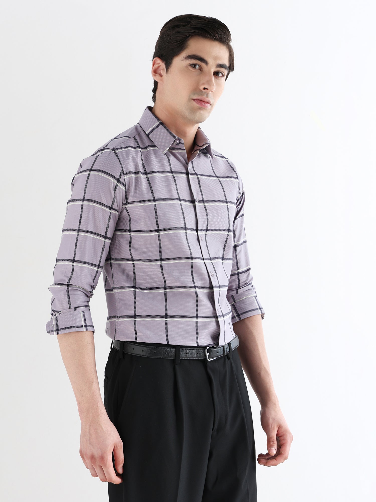Men Slim Fit Pure Cotton Checked Formal Shirt