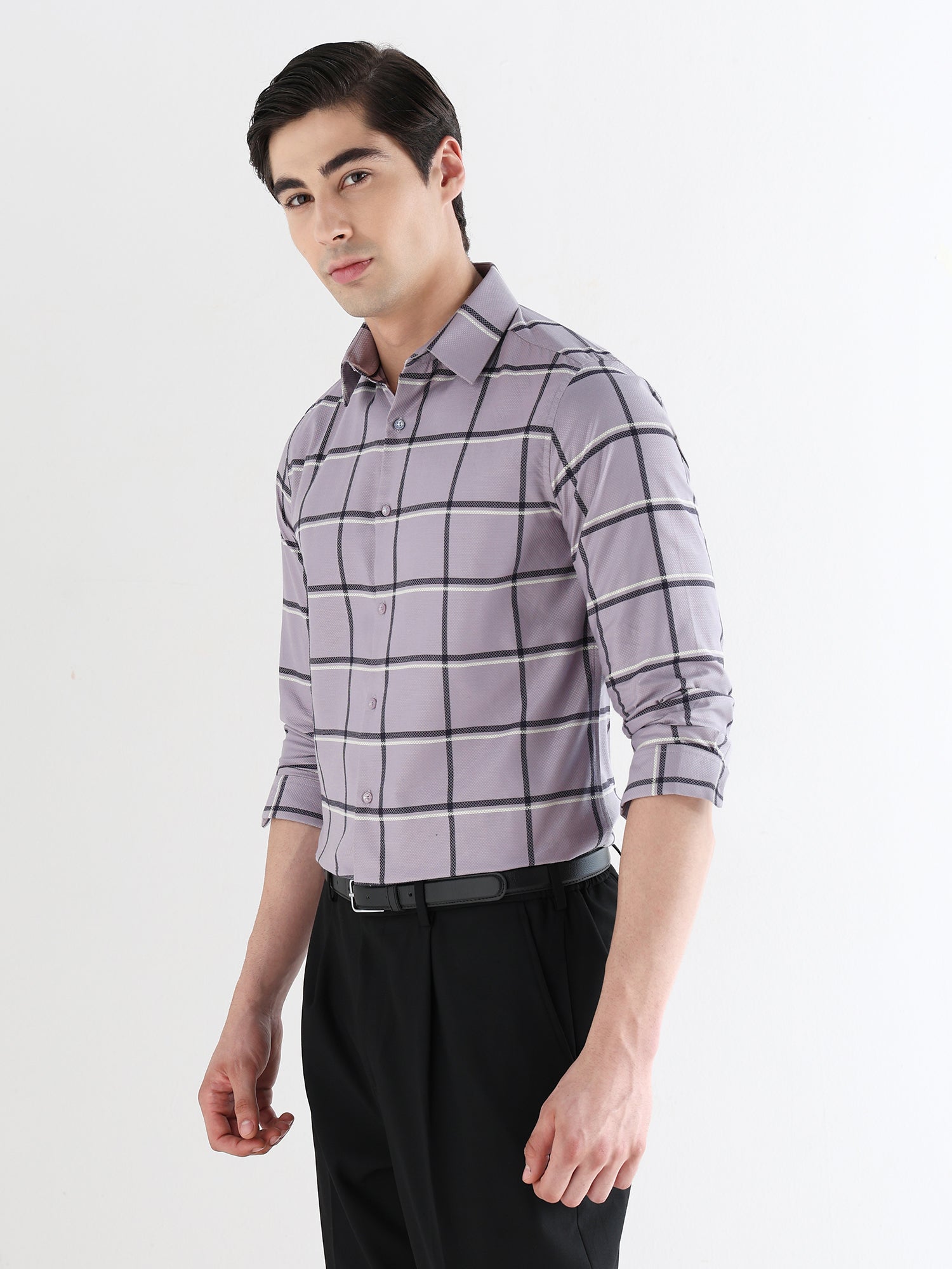 Men Slim Fit Pure Cotton Checked Formal Shirt