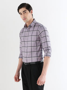 Men Slim Fit Pure Cotton Checked Formal Shirt