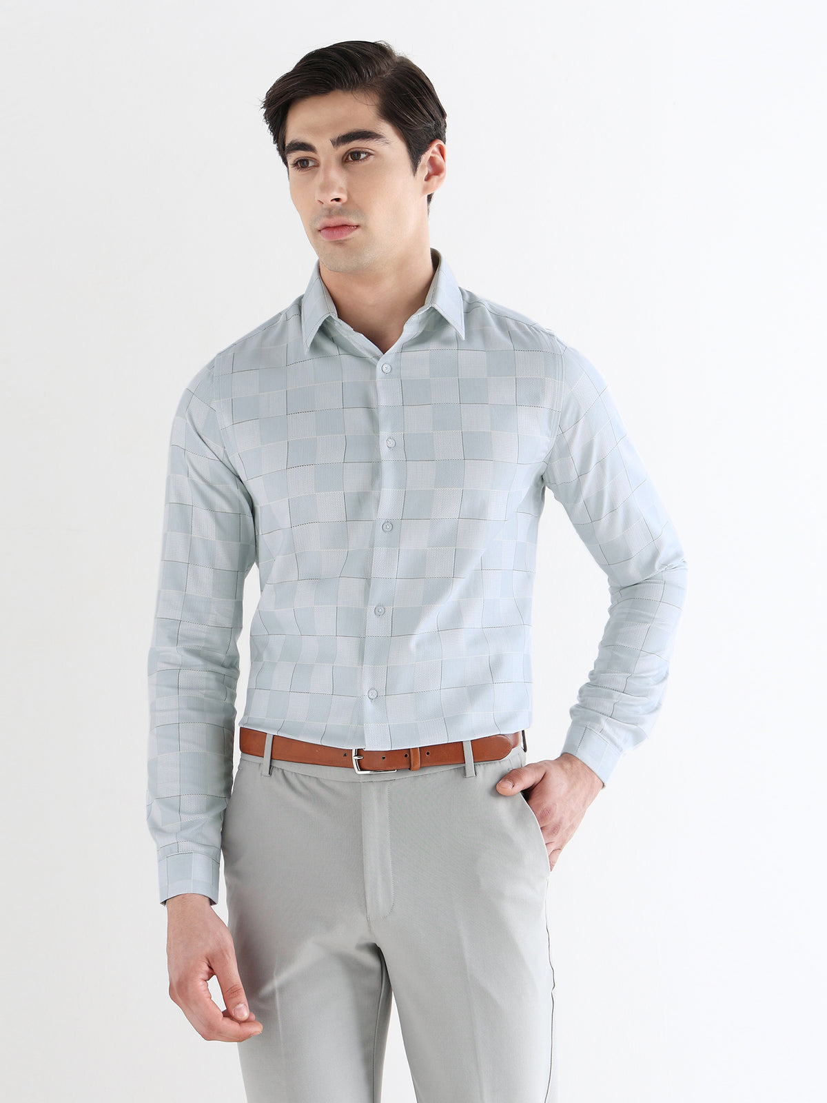 Men Slim Fit Pure Cotton Checked Formal Shirt
