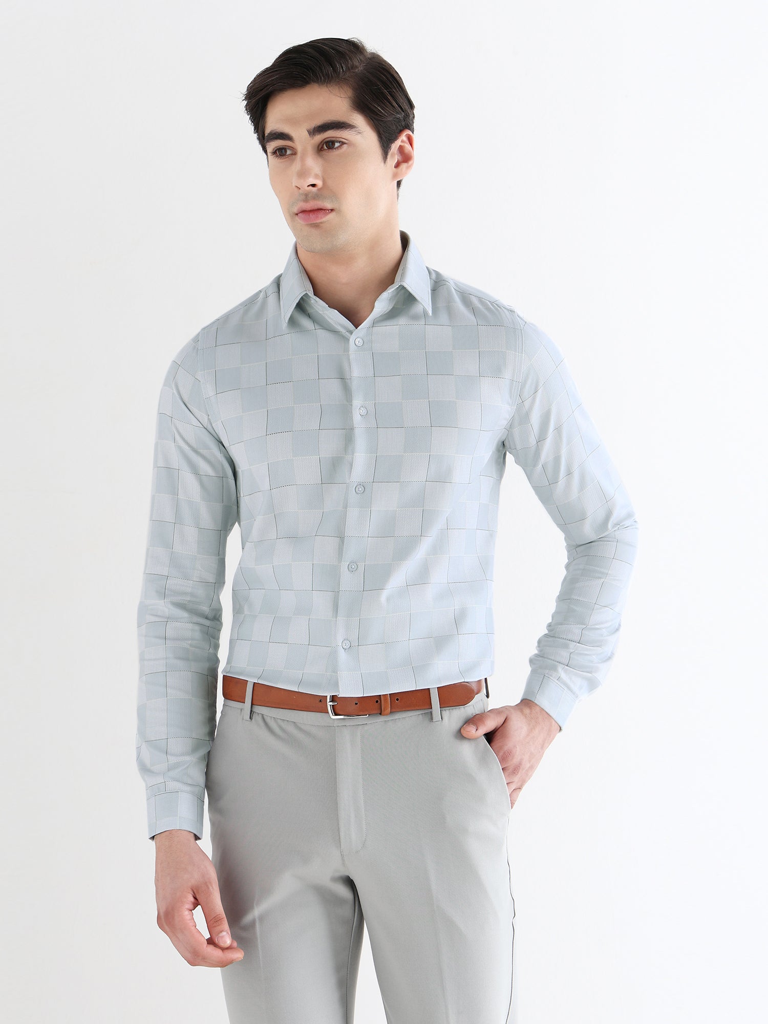 Men Slim Fit Pure Cotton Checked Formal Shirt