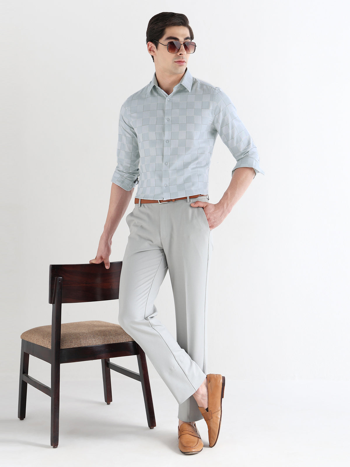 Men Slim Fit Pure Cotton Checked Formal Shirt