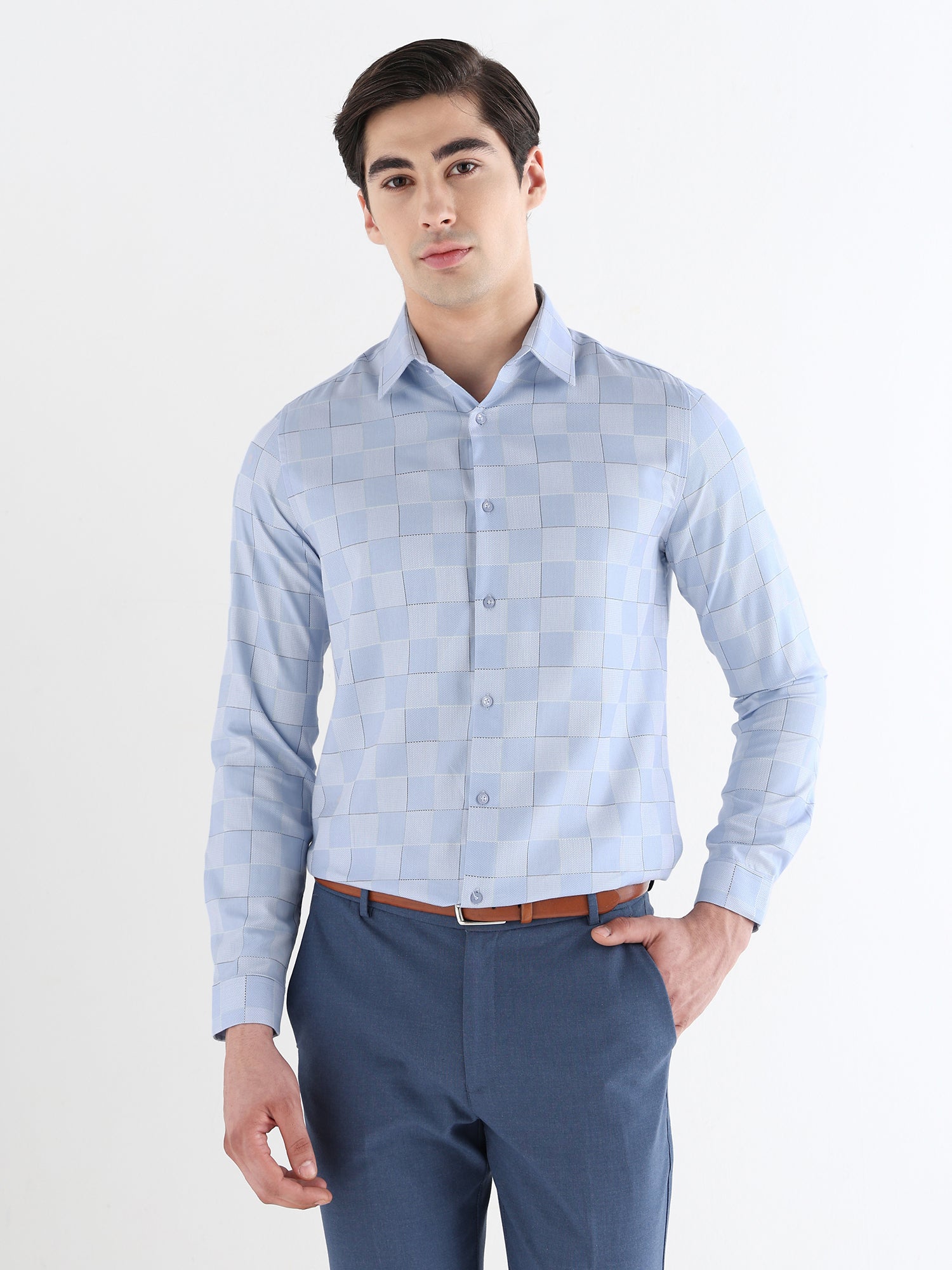 Men Comfort Fit Pure Cotton Checked Formal Shirt