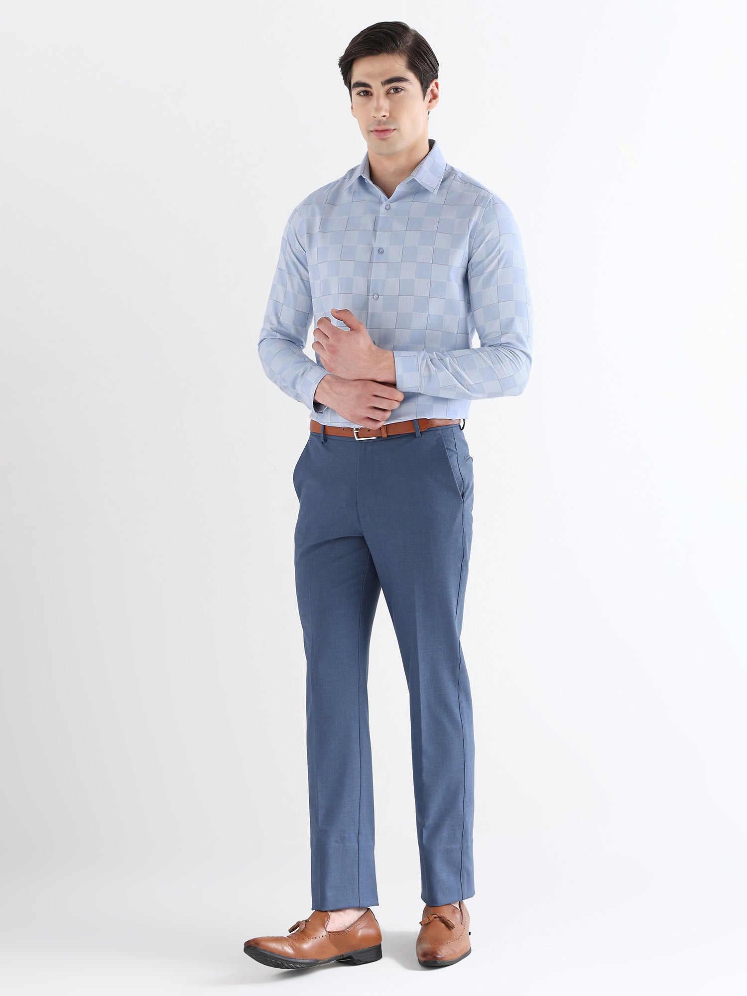 Men Comfort Fit Pure Cotton Checked Formal Shirt