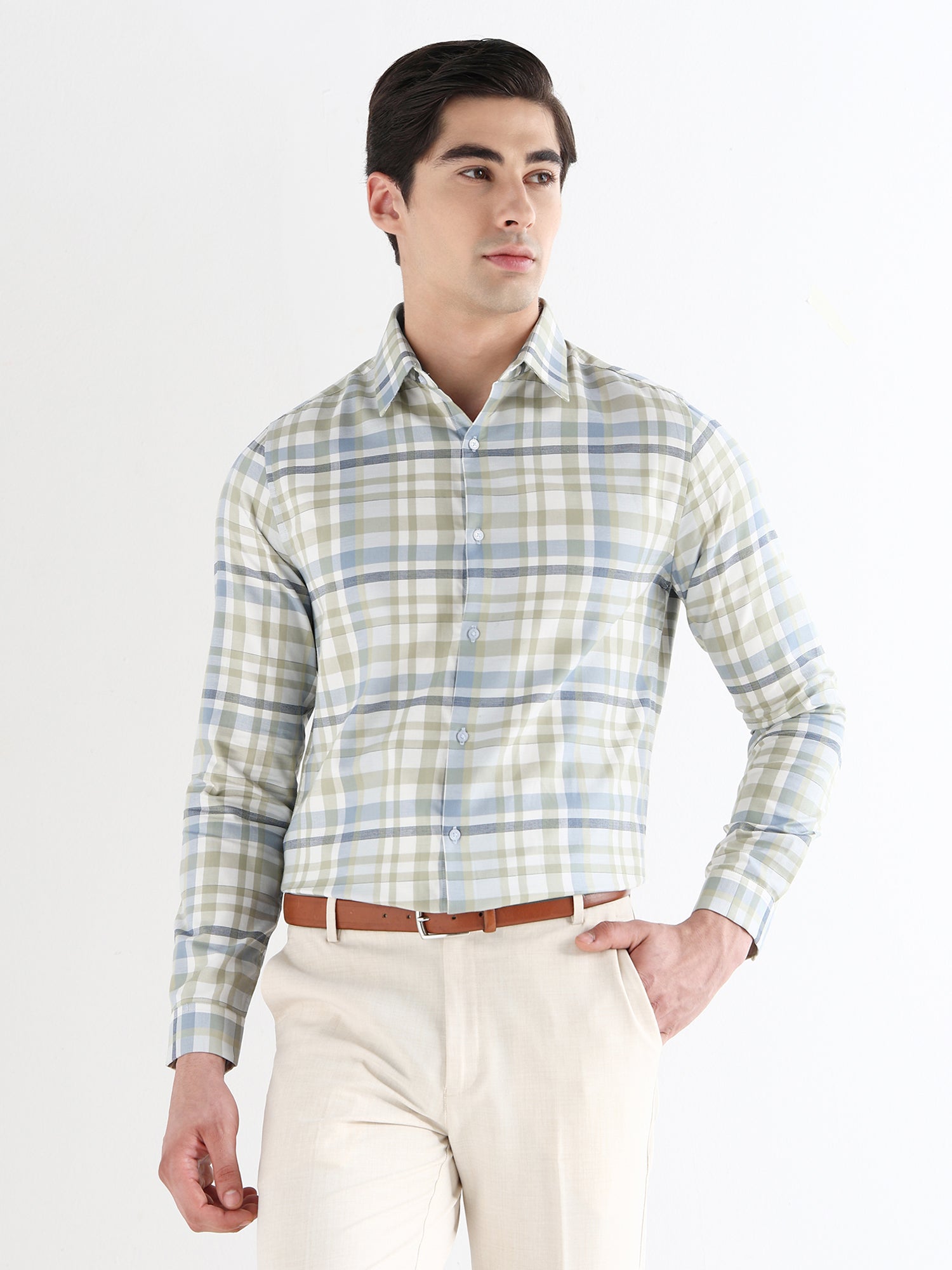 Men Slim Fit Pure Cotton Checked Formal Shirt