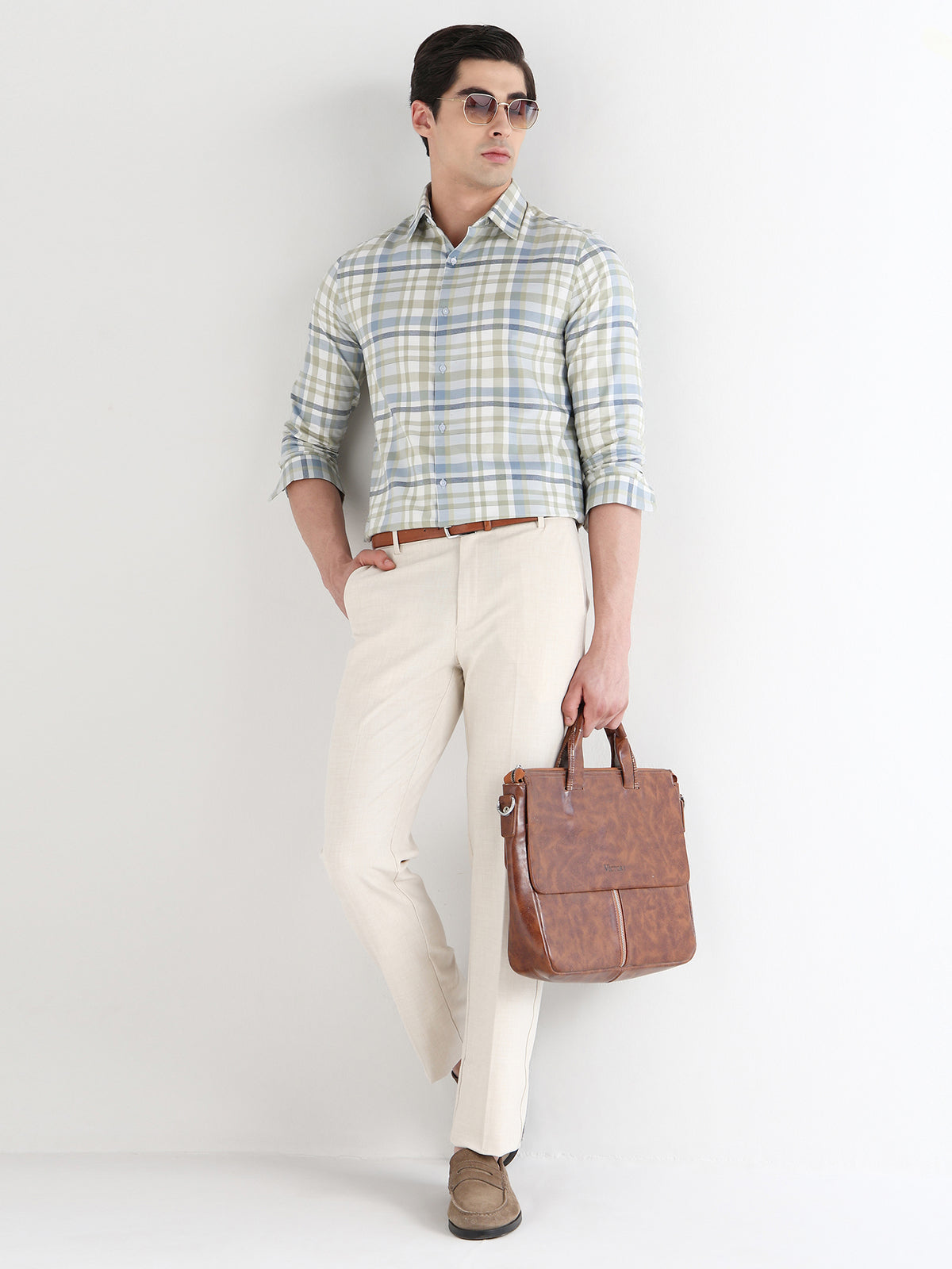 Men Slim Fit Pure Cotton Checked Formal Shirt