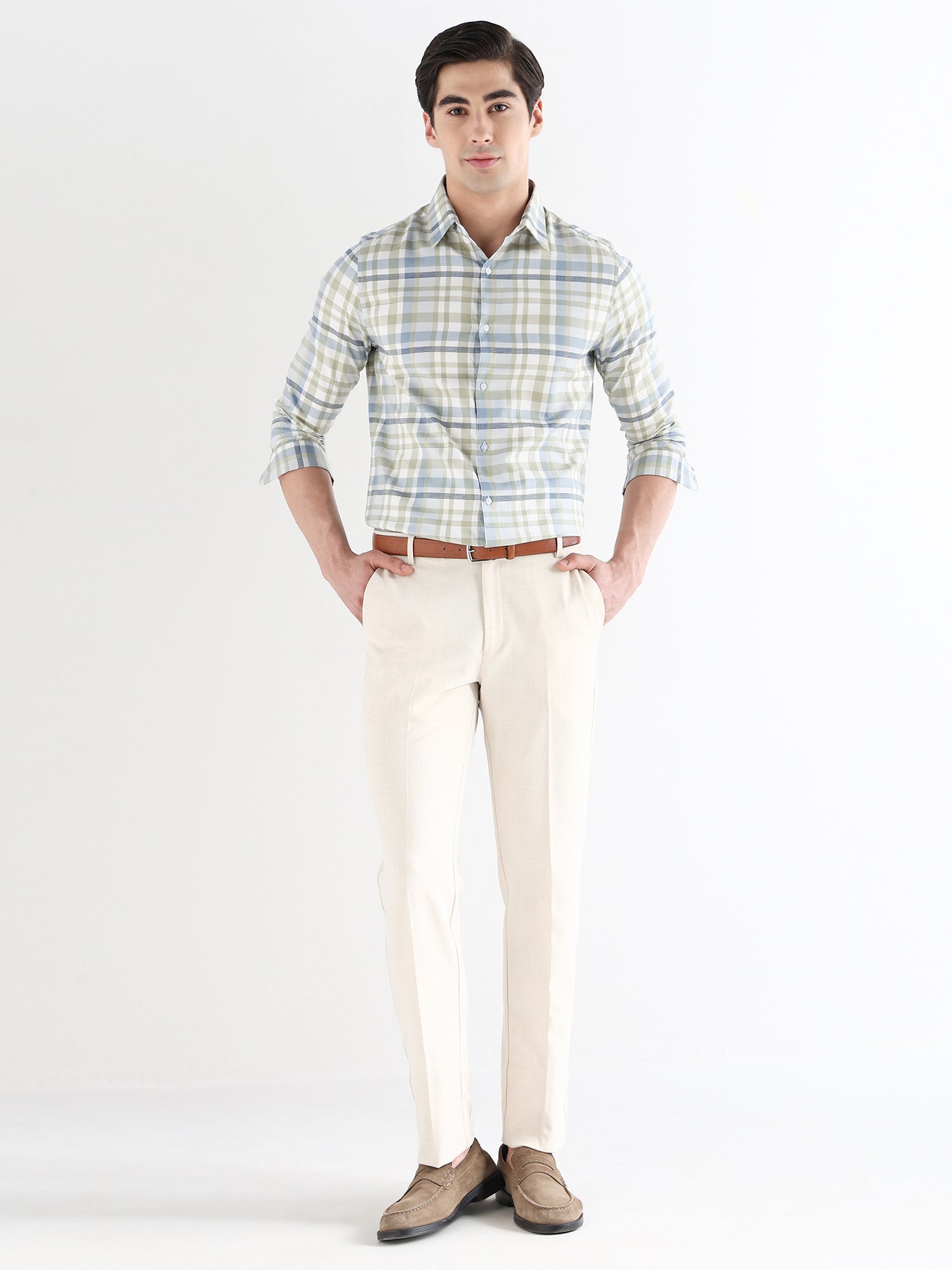 Men Slim Fit Pure Cotton Checked Formal Shirt