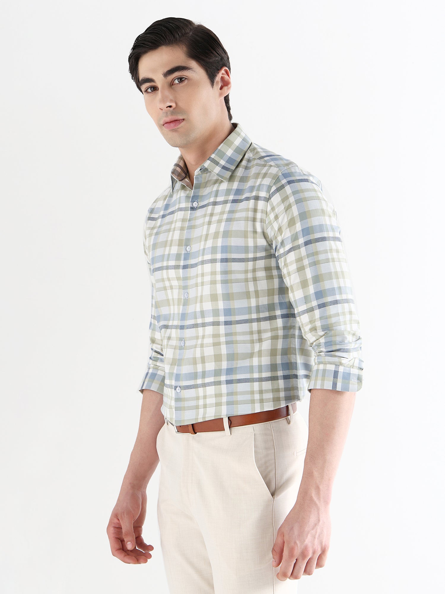 Men Slim Fit Pure Cotton Checked Formal Shirt