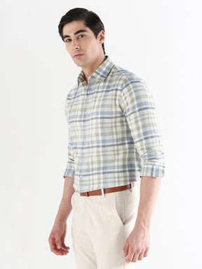 Men Slim Fit Pure Cotton Checked Formal Shirt