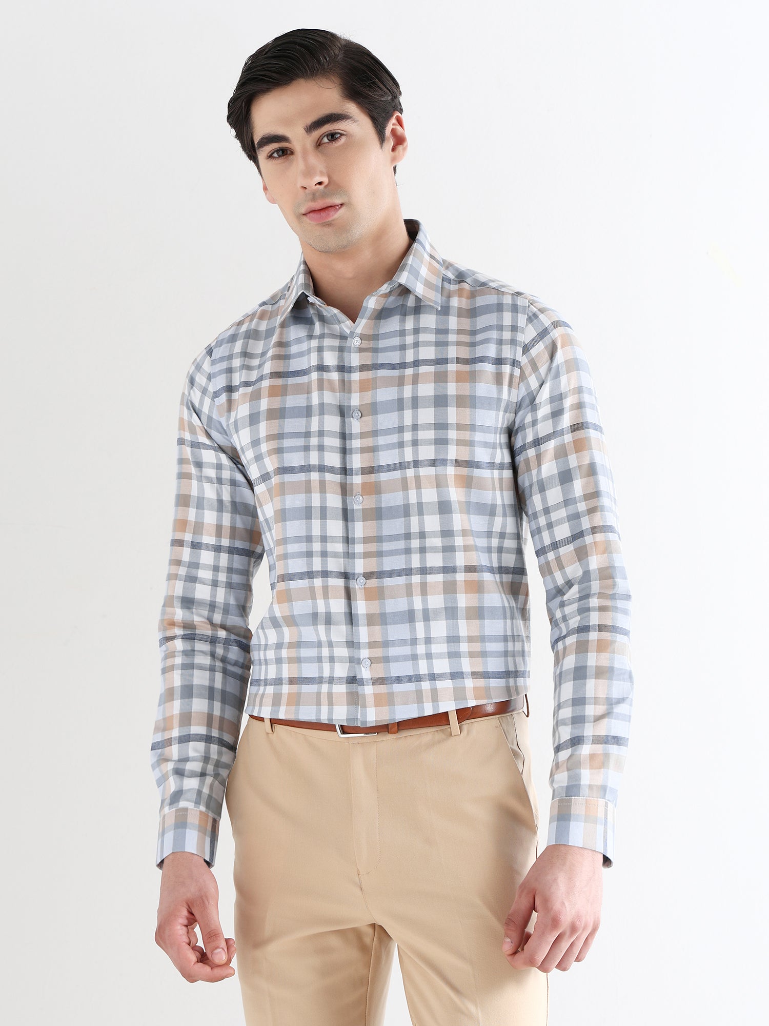 Men Slim Fit Pure Cotton Checked Formal Shirt