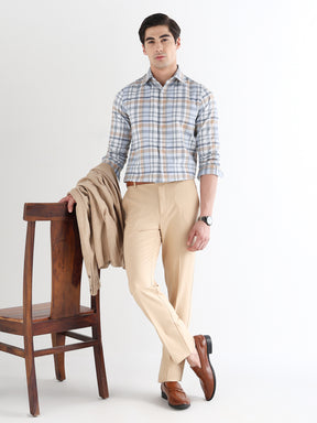 Men Slim Fit Pure Cotton Checked Formal Shirt