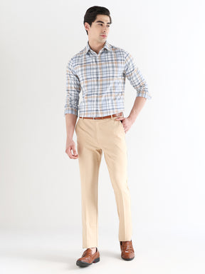 Men Slim Fit Pure Cotton Checked Formal Shirt
