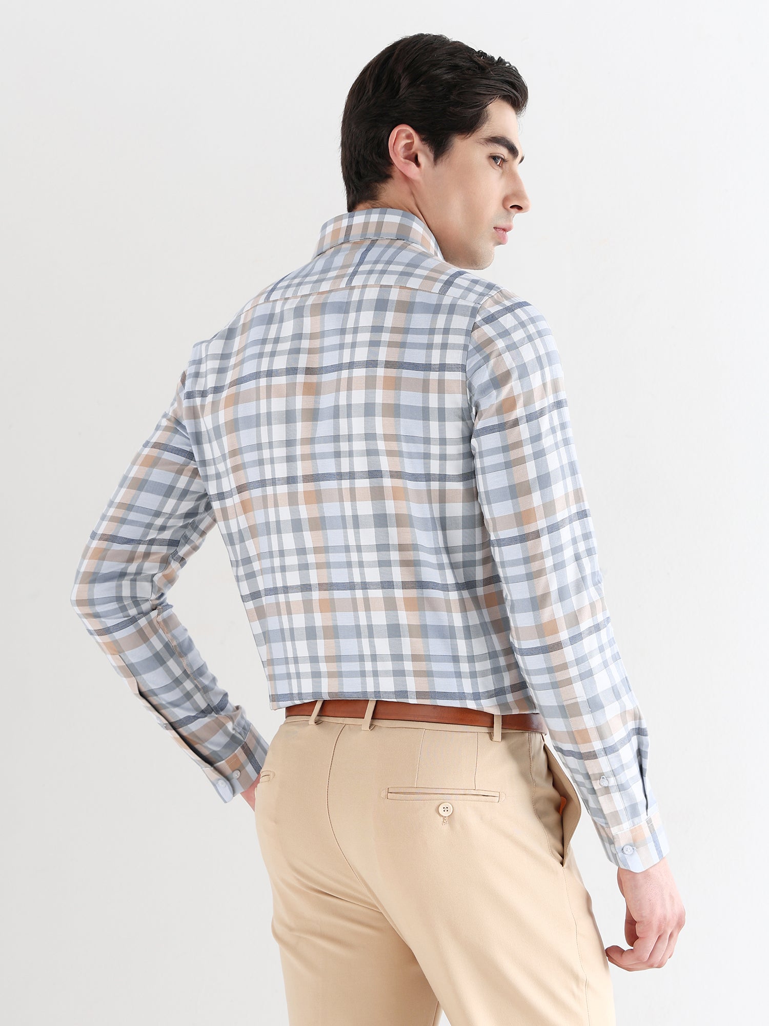 Men Slim Fit Pure Cotton Checked Formal Shirt