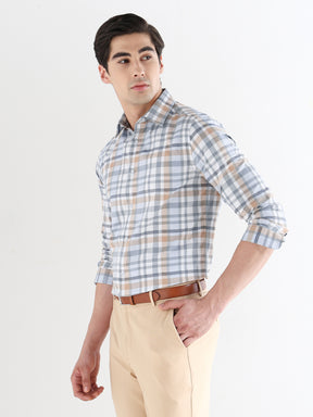 Men Slim Fit Pure Cotton Checked Formal Shirt