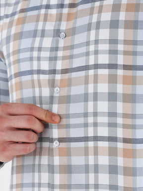 Men Slim Fit Pure Cotton Checked Formal Shirt
