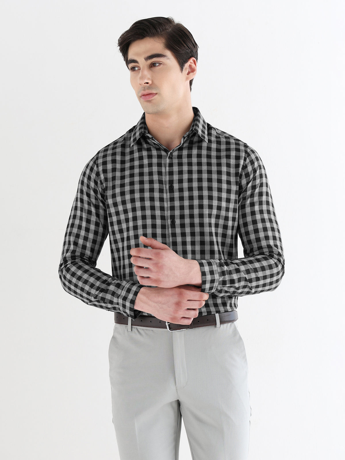 Classic Check Formal Shirt In Black-Slim Fit